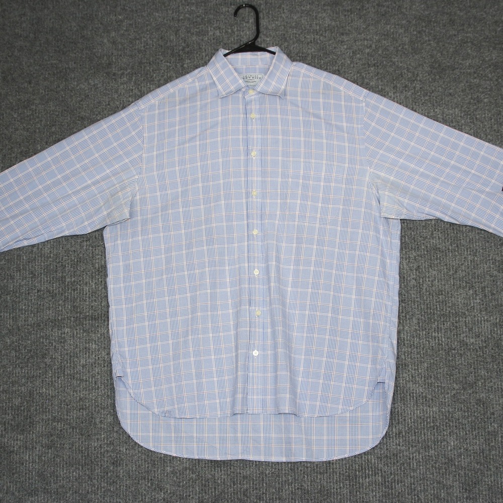 Charles Tyrwhitt Mens Blue Plaid Dress Shirt Jermyn Street London Size 17.5 36